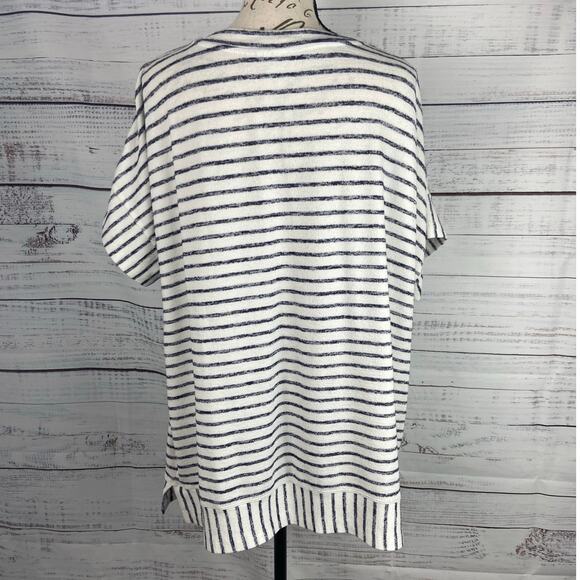 Weekends By Chicos 3 Shirt Womens XL Striped V Neck Short Sleeves Stretch - Picture 4 of 11